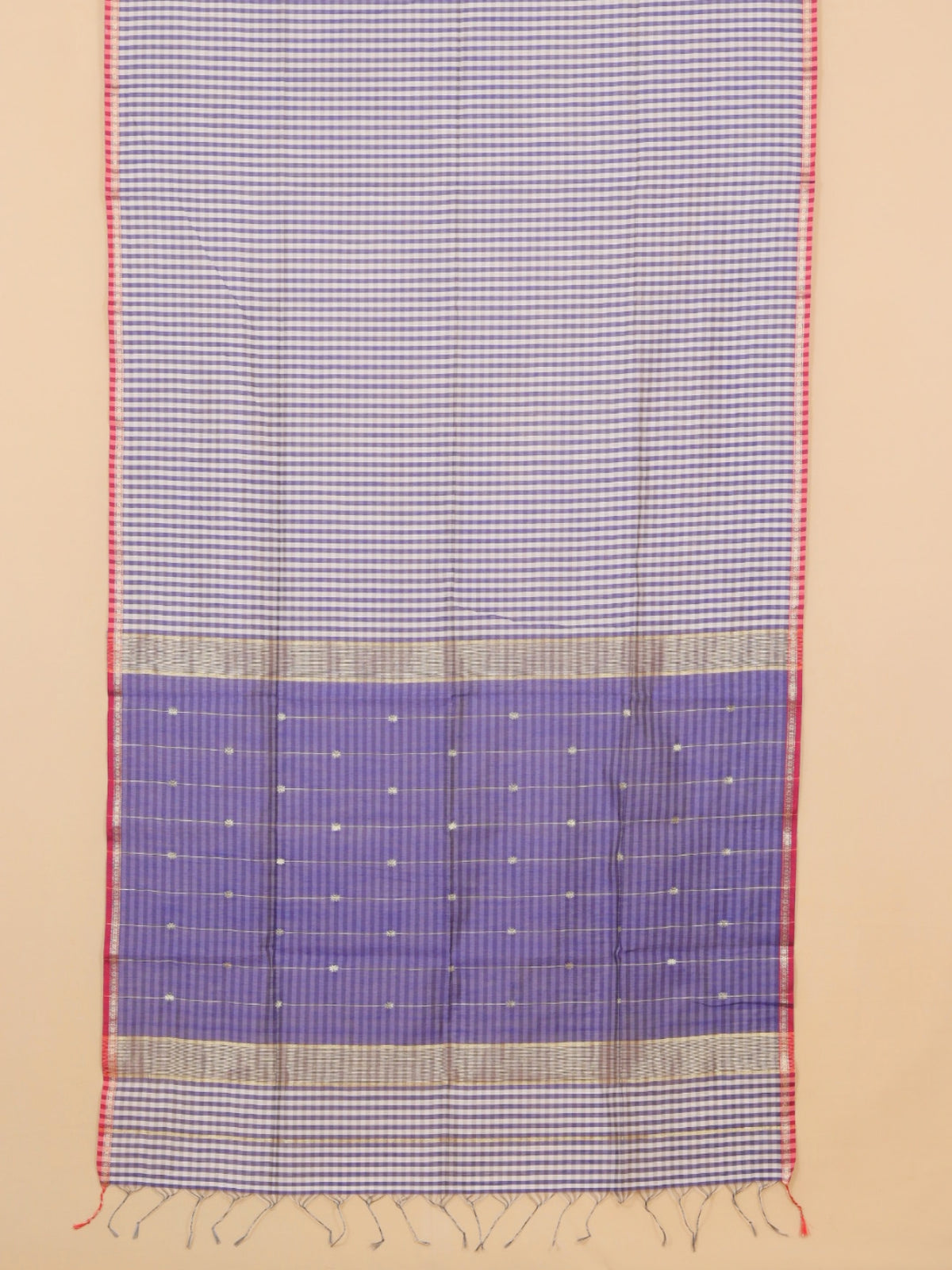 Navy blue by white checks maheshwari saree