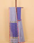 Navy blue by white checks maheshwari saree