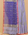 Navy blue by white checks maheshwari saree