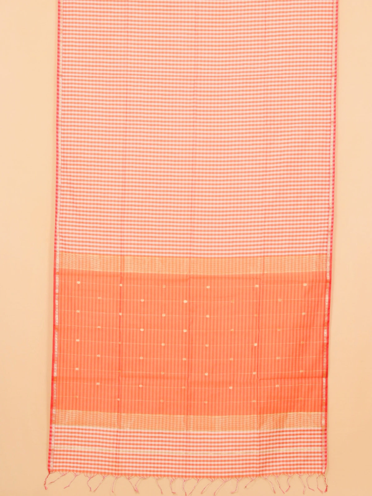 Orange by white checks maheshwari saree