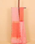 Orange by white checks maheshwari saree