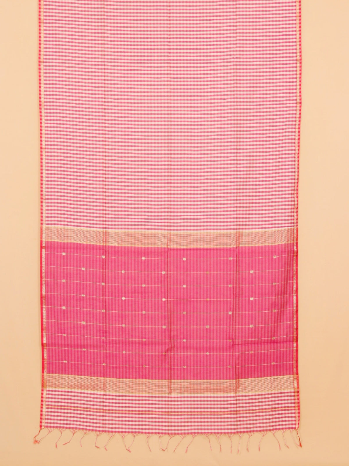 Pink rani by white checks maheshwari saree
