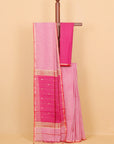 Pink rani by white checks maheshwari saree