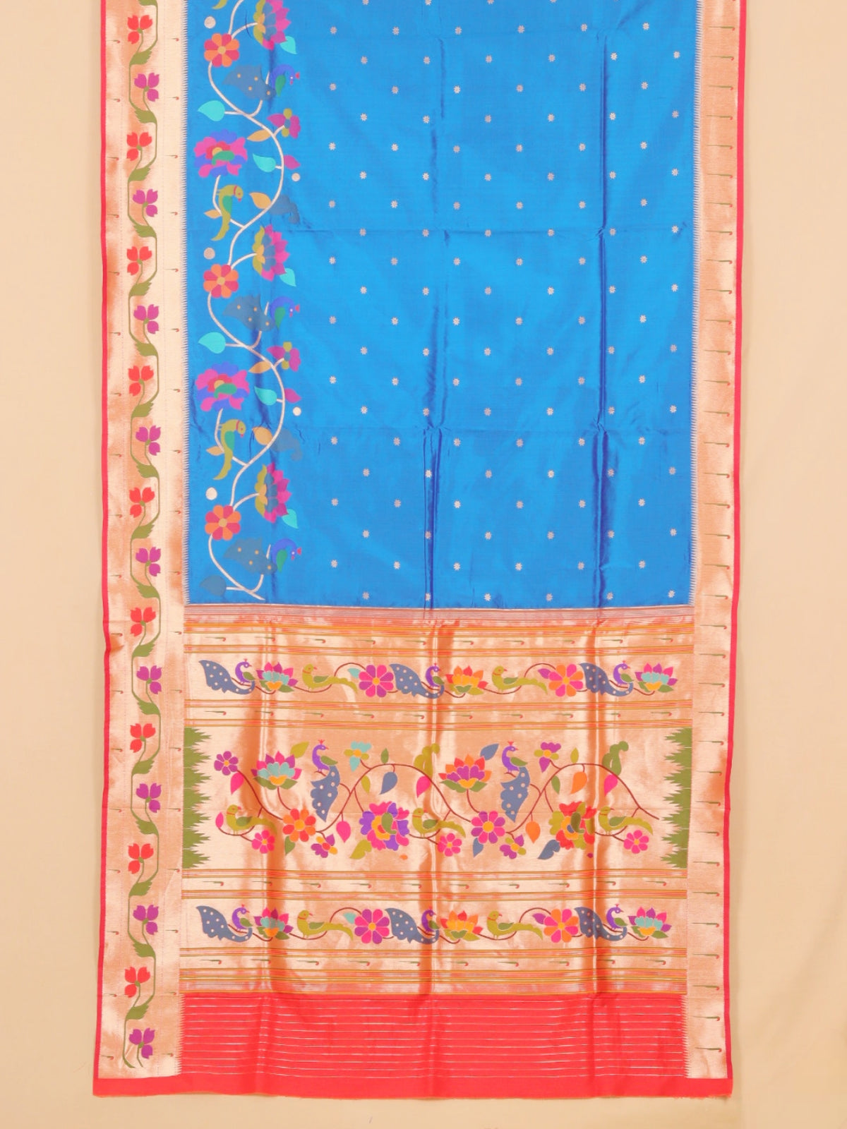 Emerald blue paithani silk saree