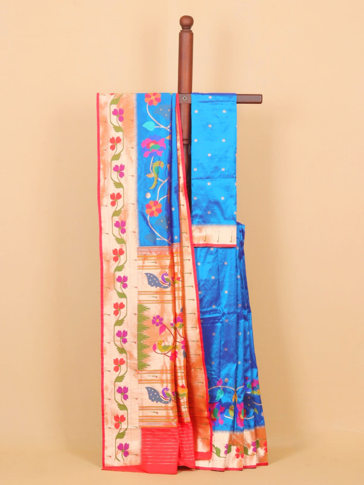 Emerald blue paithani silk saree