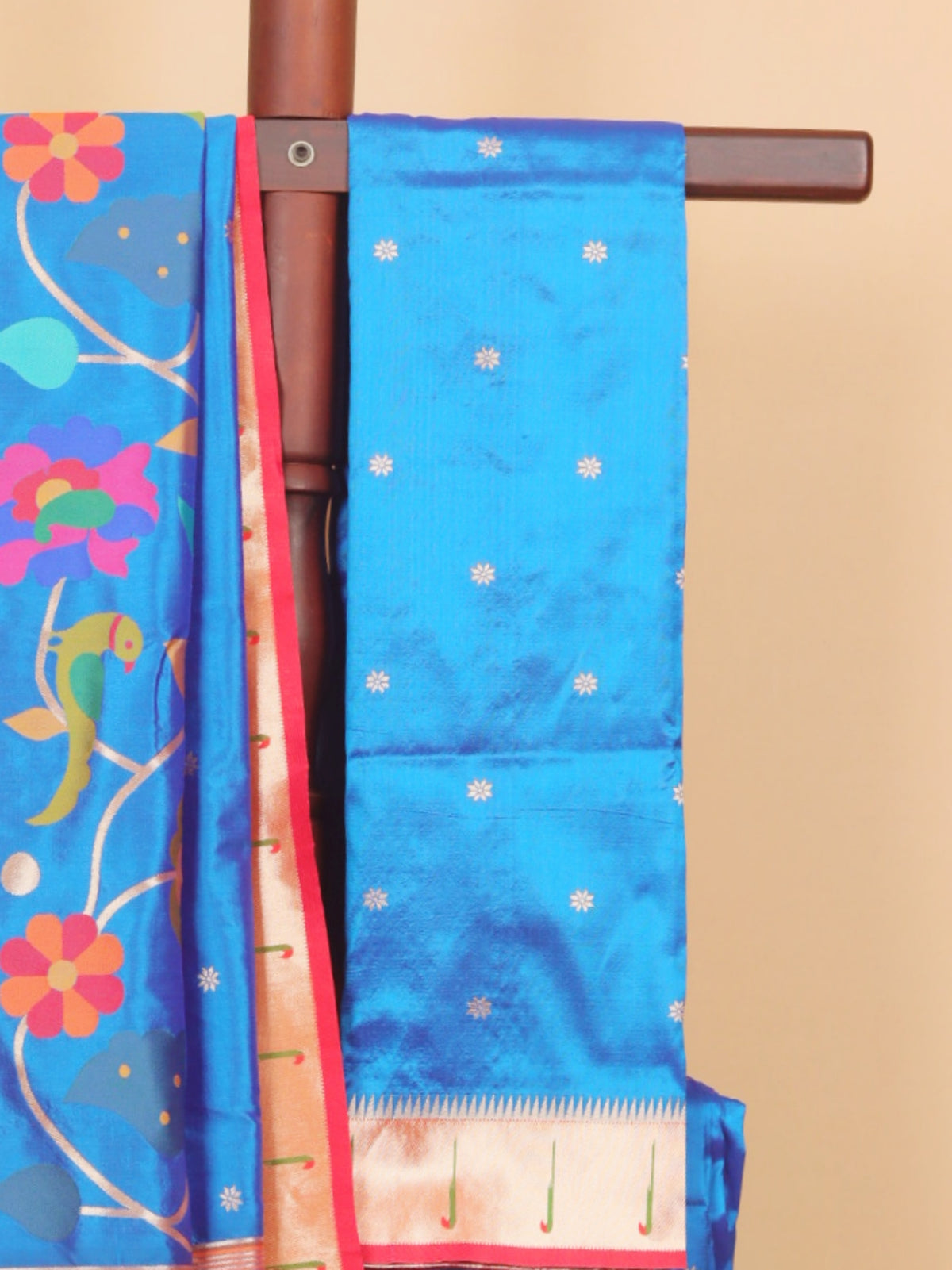 Emerald blue paithani silk saree