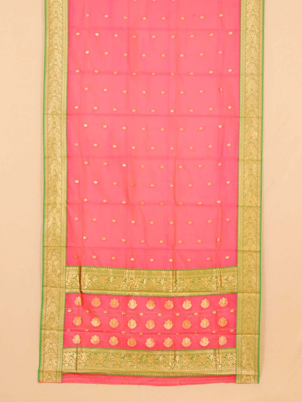 Rani pink by green semi chanderi saree
