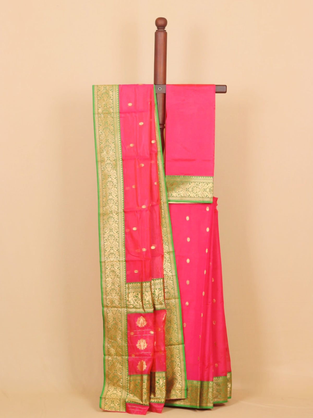 Rani pink by green semi chanderi saree