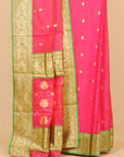 Rani pink by green semi chanderi saree