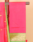 Rani pink by green semi chanderi saree