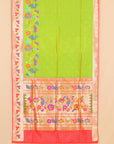 Parrot green paithani silk saree