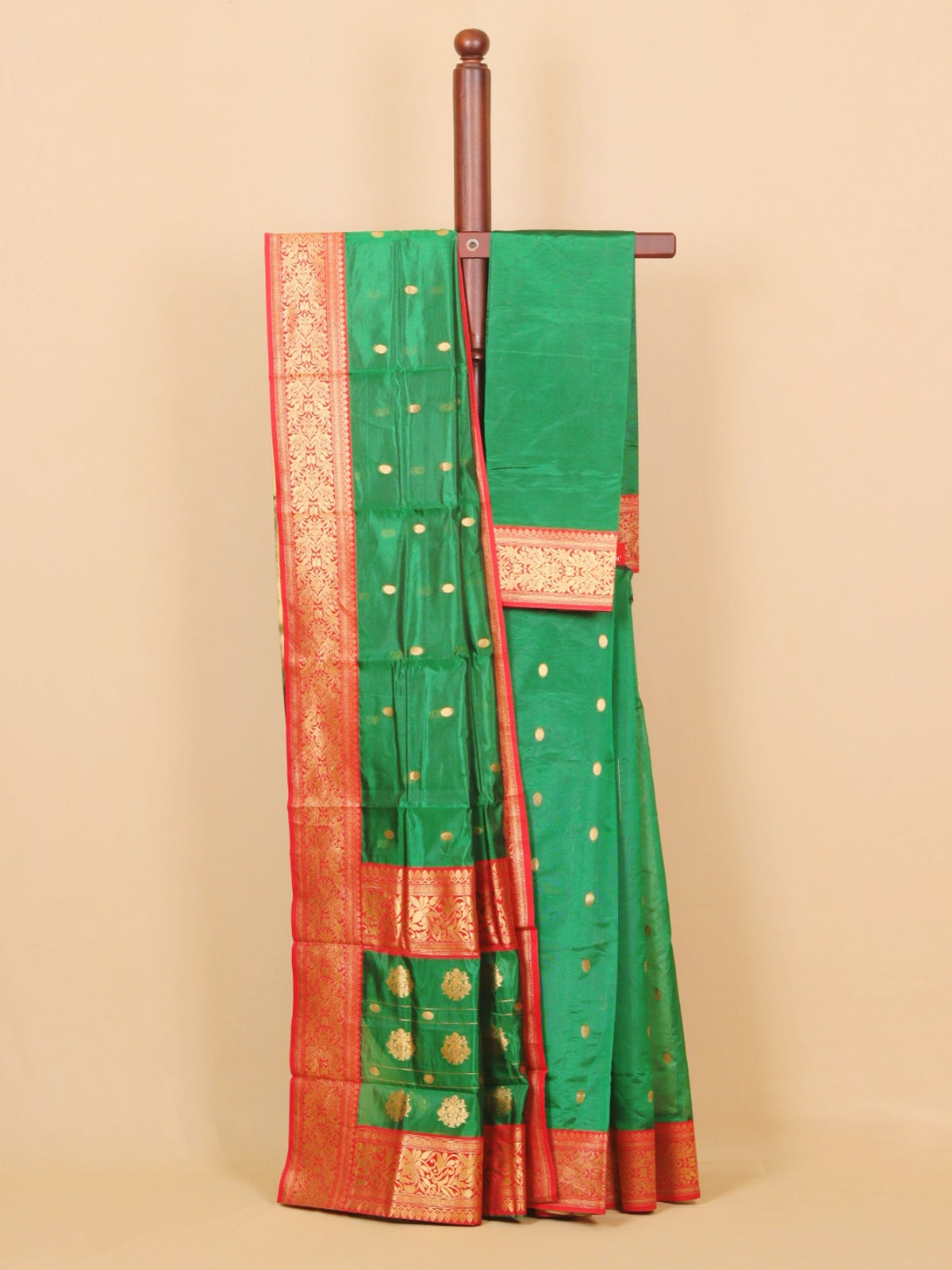 Green by red semi chanderi saree