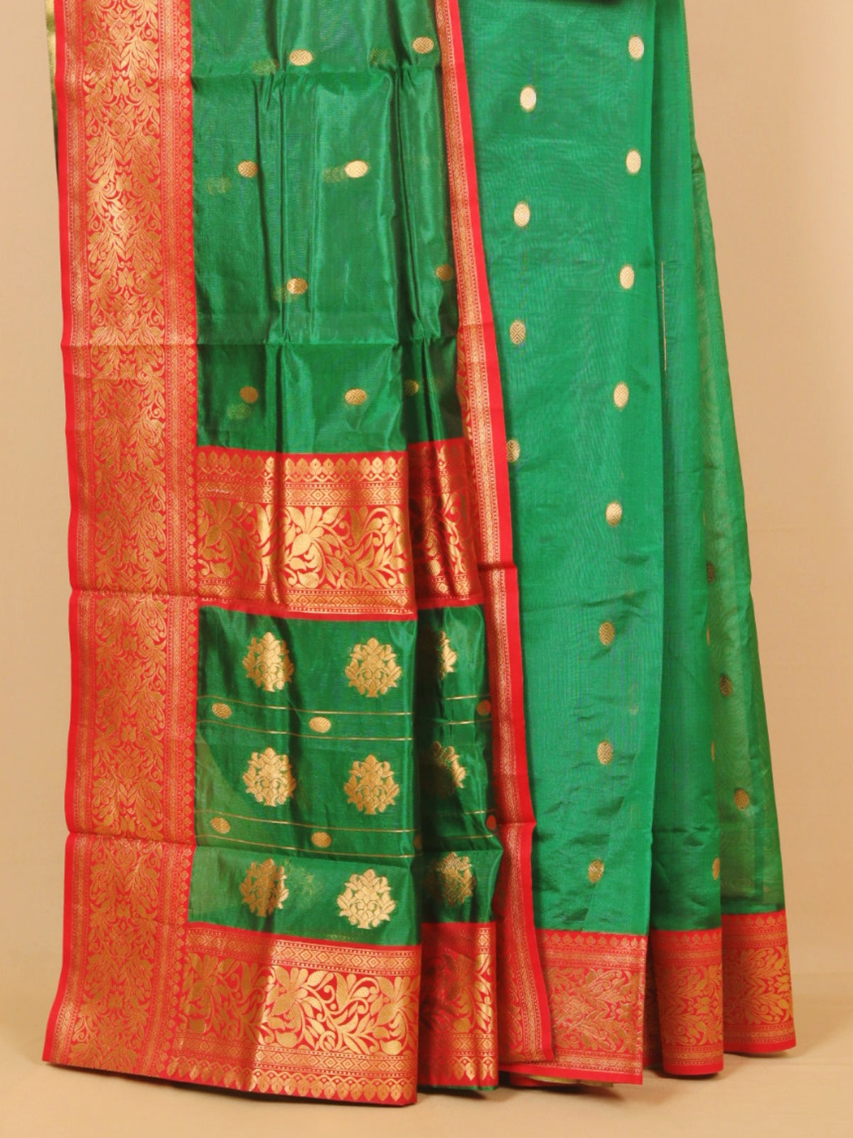 Green by red semi chanderi saree
