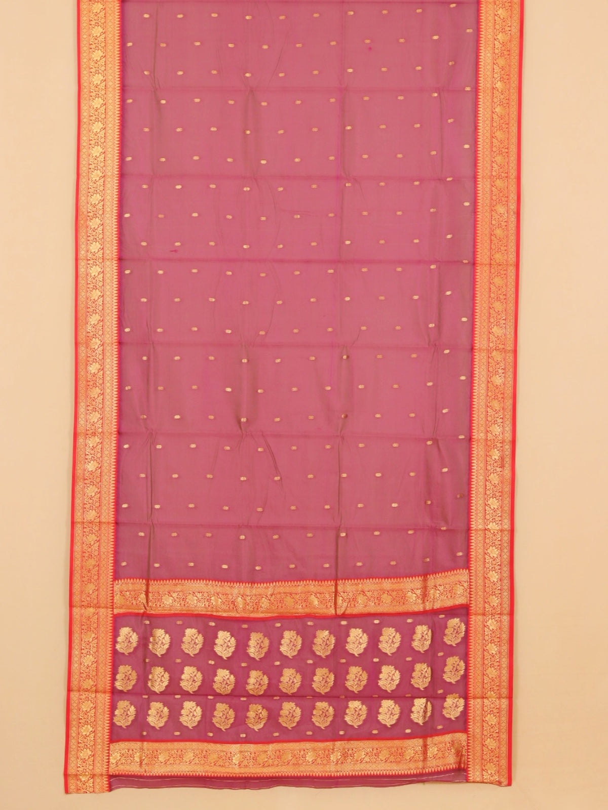 Wine majenta by red semi chanderi saree