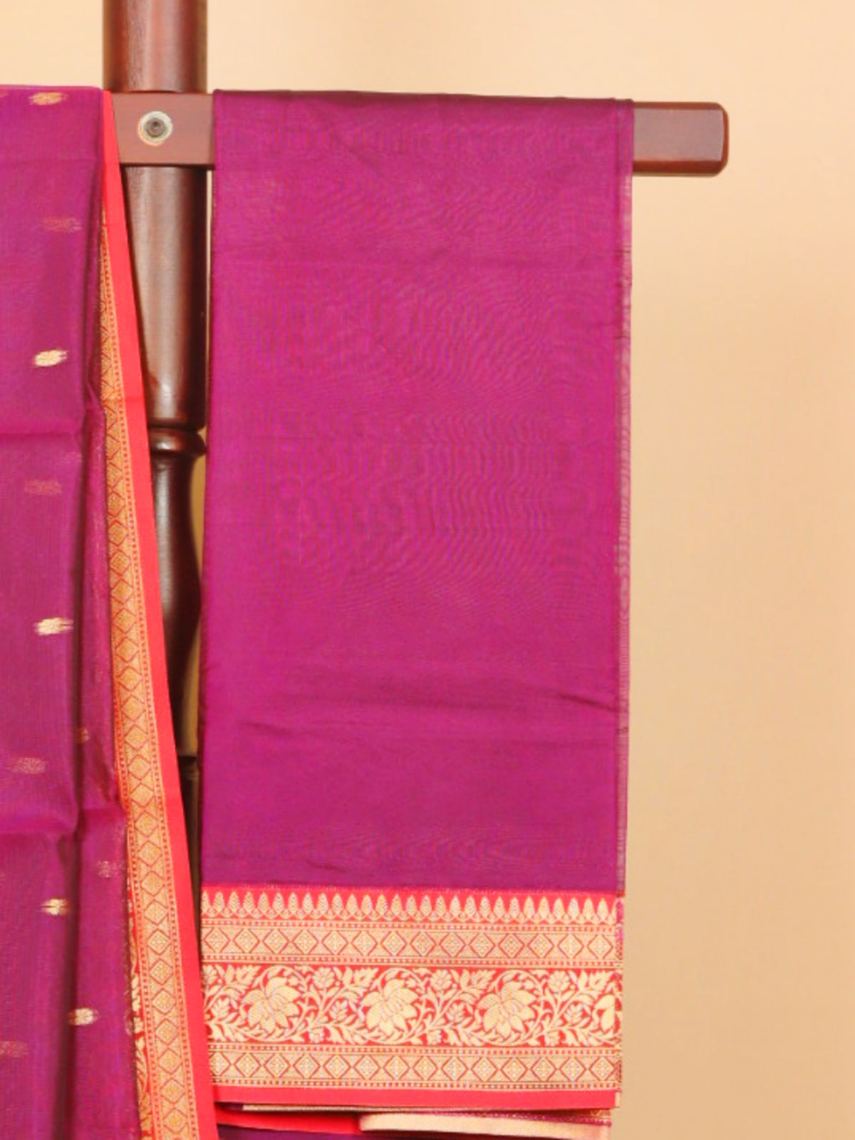 Wine majenta by red semi chanderi saree