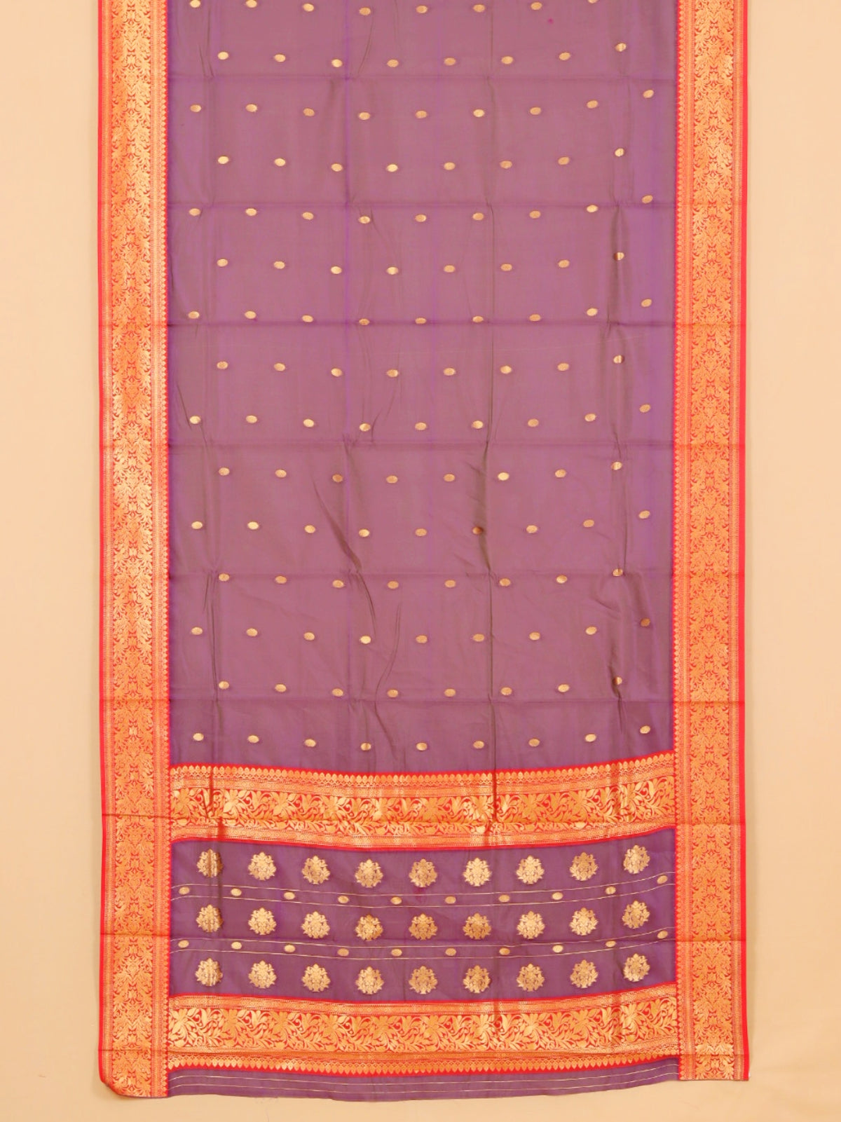 Purple by red semi chanderi saree