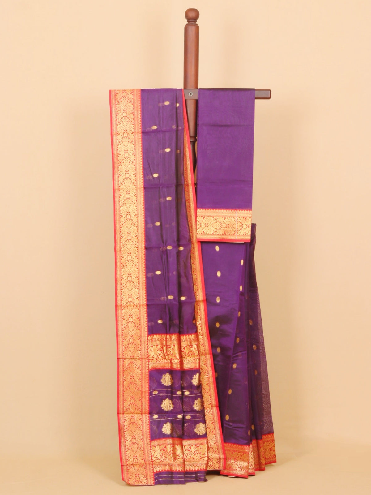 Purple by red semi chanderi saree