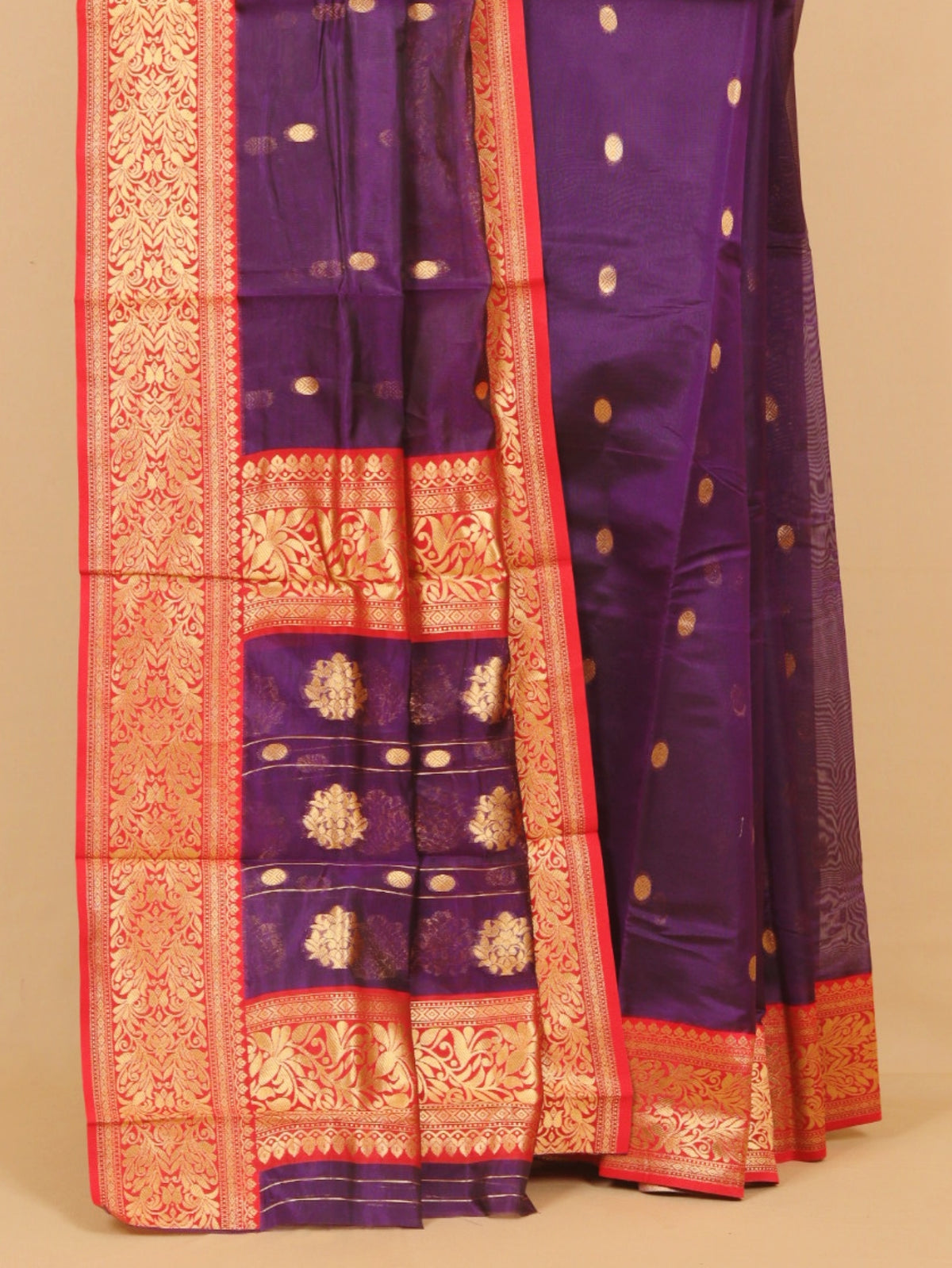 Purple by red semi chanderi saree