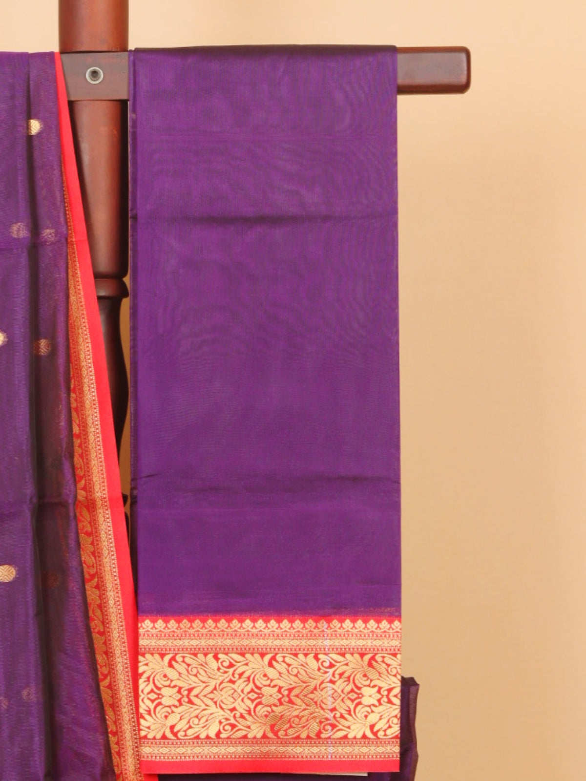 Purple by red semi chanderi saree