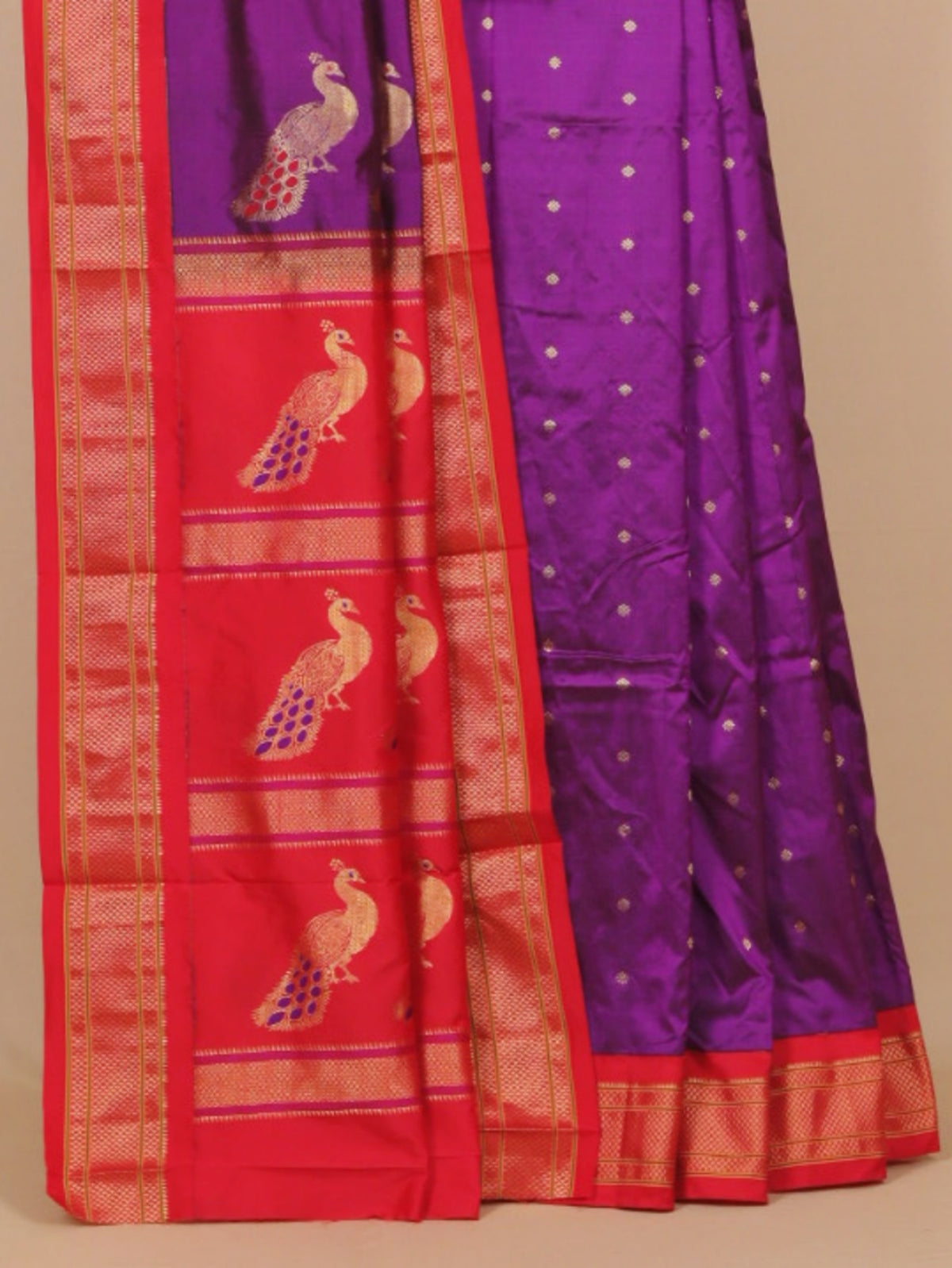 Magenta by red paithani saree
