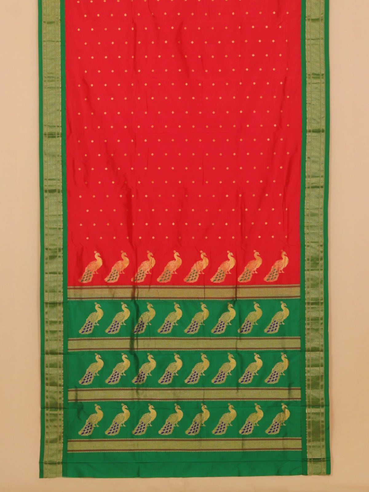 Red by green paithani saree