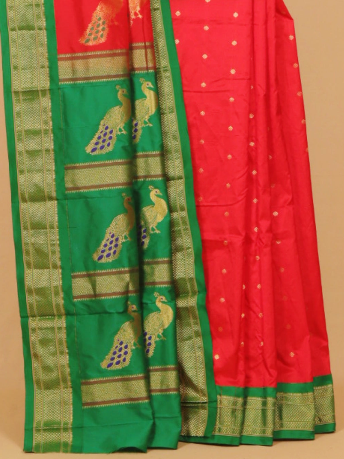 Red by green paithani saree