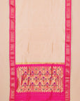 Cream tasar by rani pink paithani saree