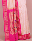 Cream tasar by rani pink paithani saree