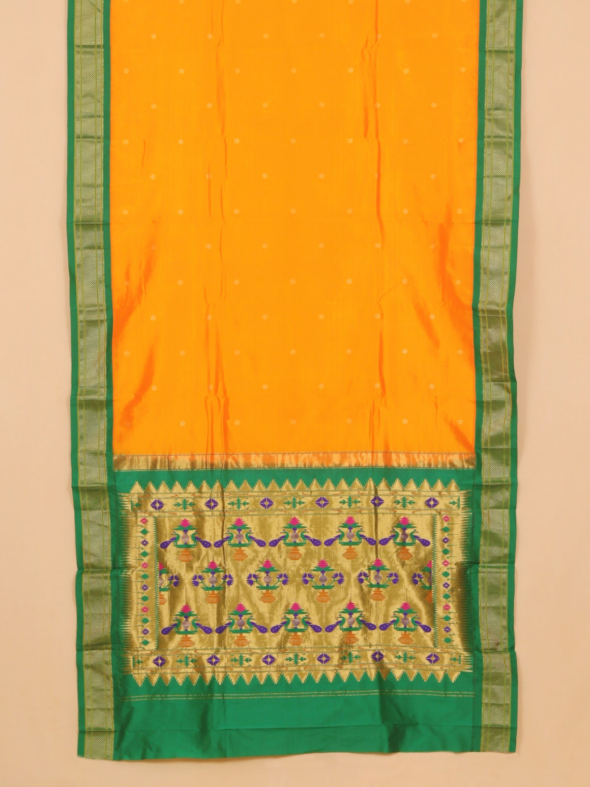 Mango yellow by green paithani saree