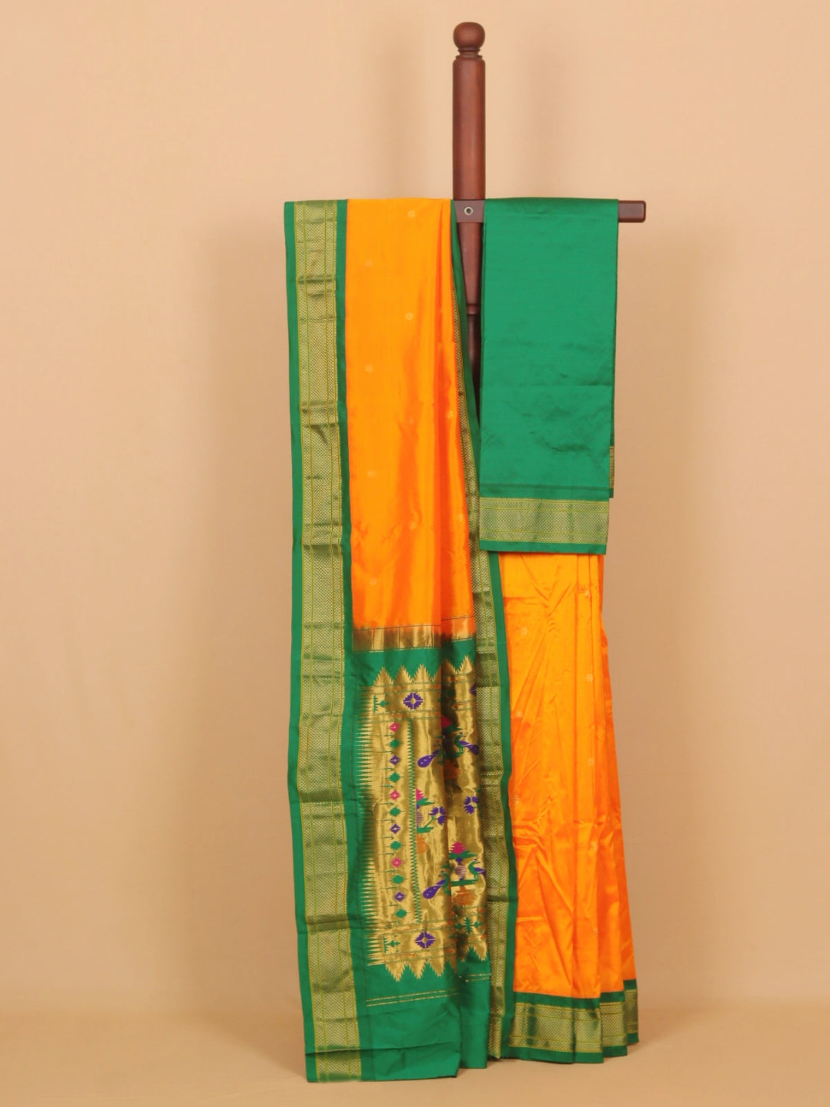 Mango yellow by green paithani saree