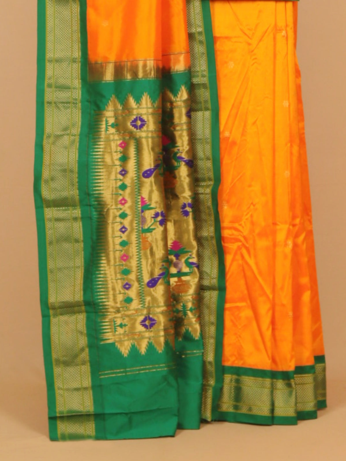 Mango yellow by green paithani saree