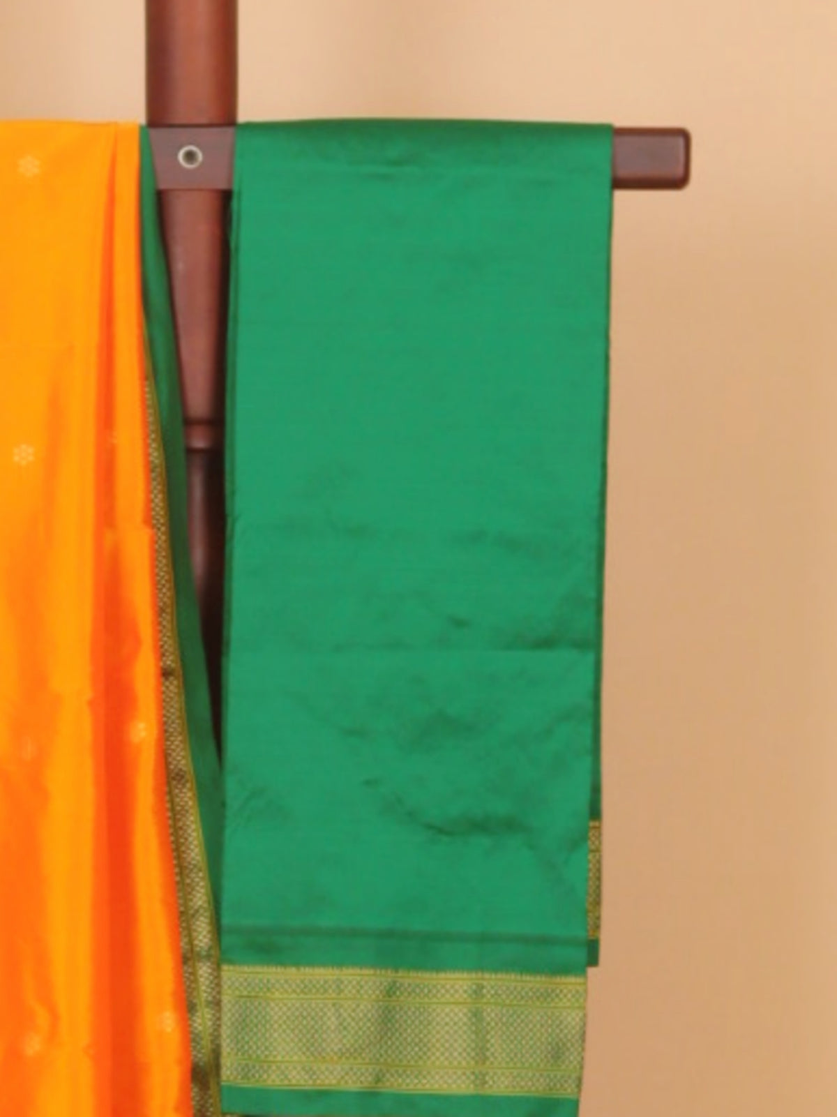 Mango yellow by green paithani saree