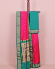 Rani pink by green paithani saree