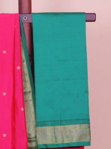 Rani pink by green paithani saree