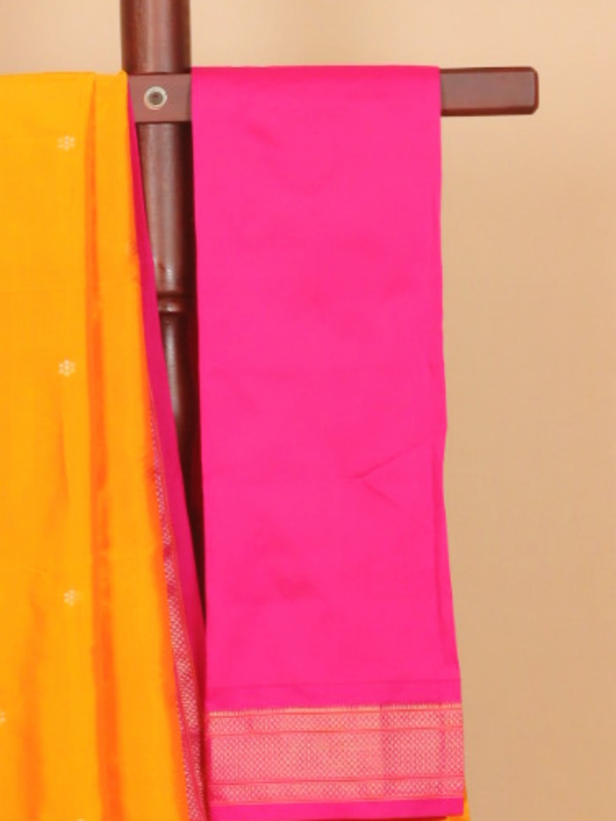 Mango yellow by rani pink paithani saree