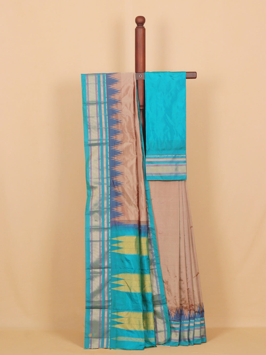 Beige by sapphire ilkal silk plain saree