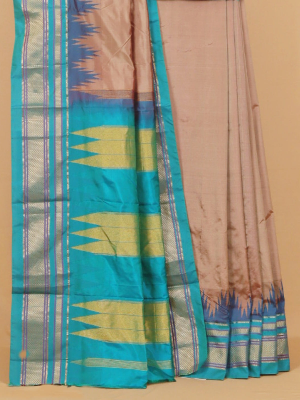 Beige by sapphire ilkal silk plain saree
