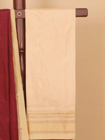 Brown by cream ilkal silk plain saree