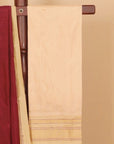 Brown by cream ilkal silk plain saree