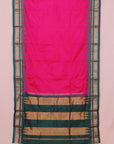 Rani pink by green silk ilkal plain saree