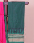 Rani pink by green silk ilkal plain saree