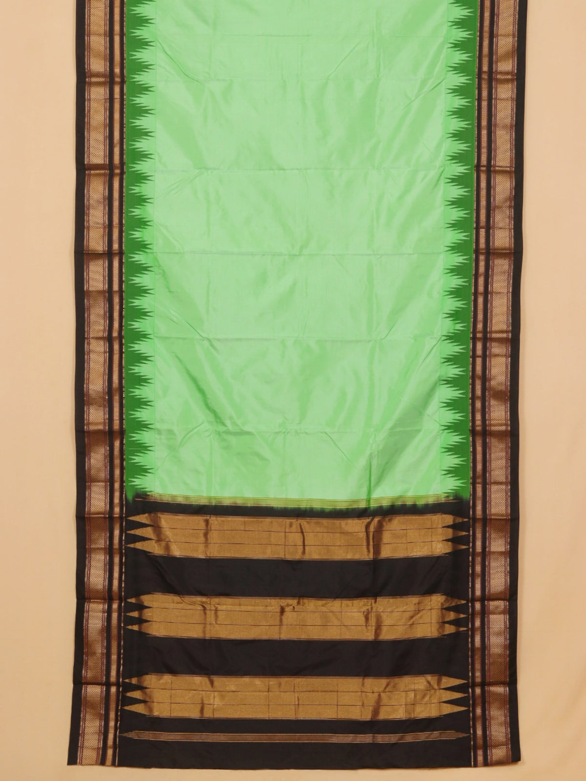 Pista green by black ilkal plain saree