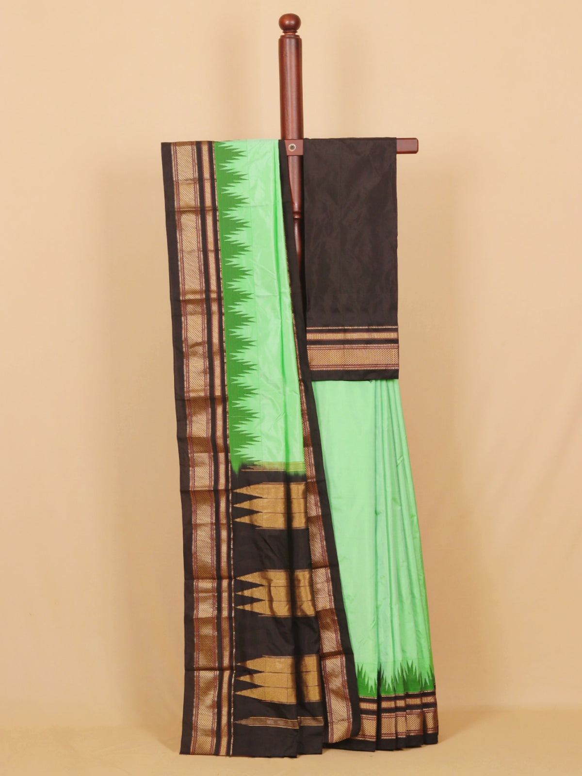 Pista green by black ilkal plain saree