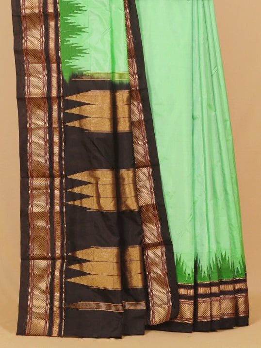 Pista green by black ilkal plain saree
