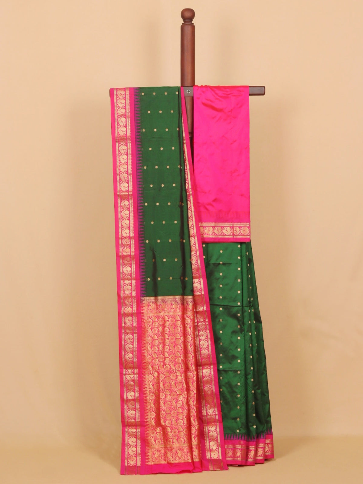 Green by rani pink gadhwal saree