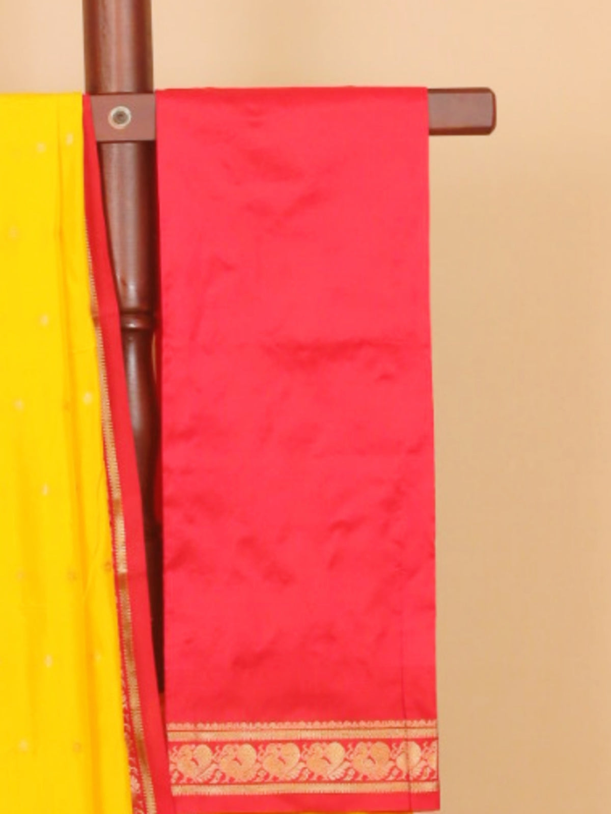 Lemon yellow by red gadhwal saree