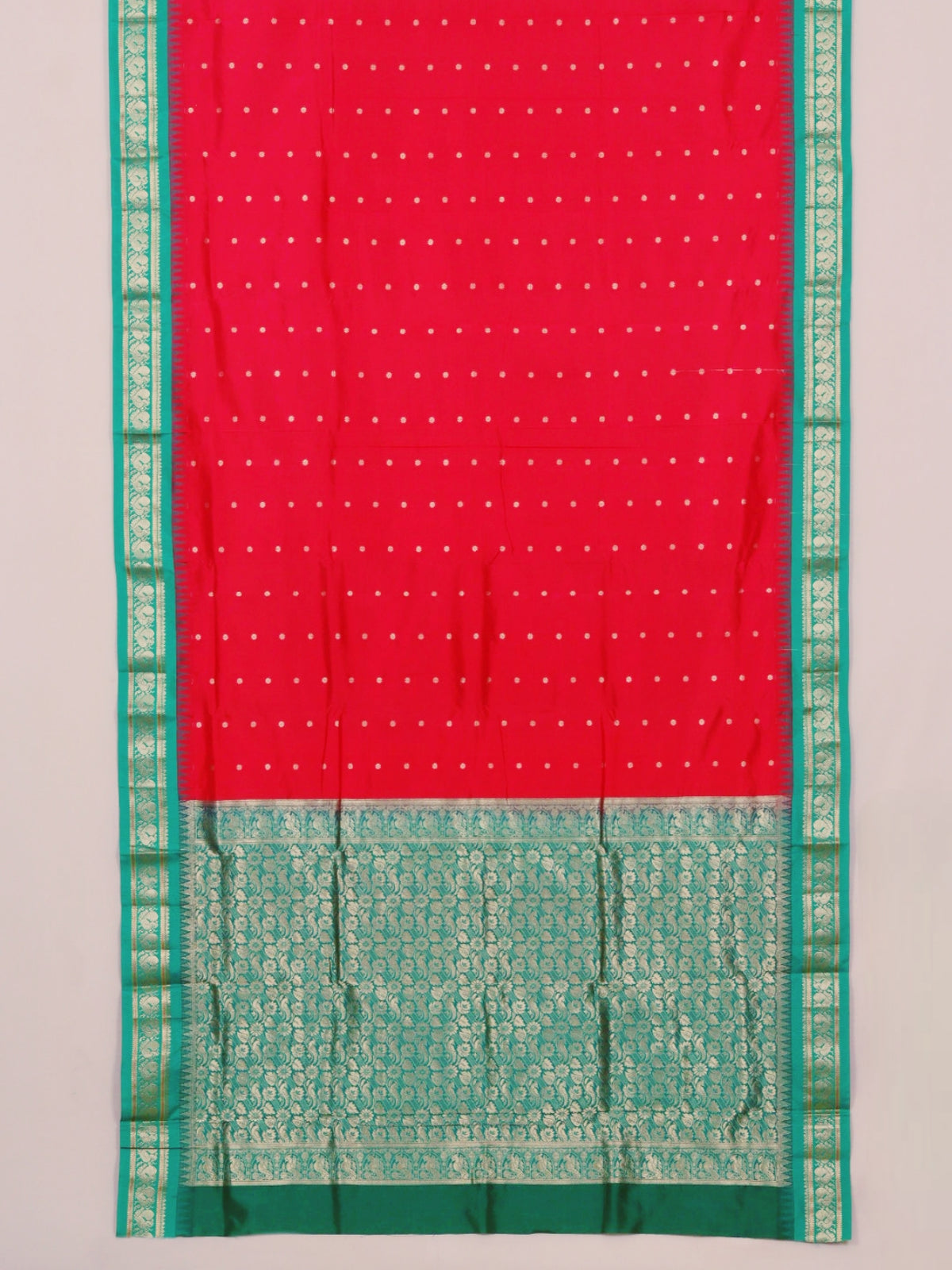 Red by green gadhwal saree