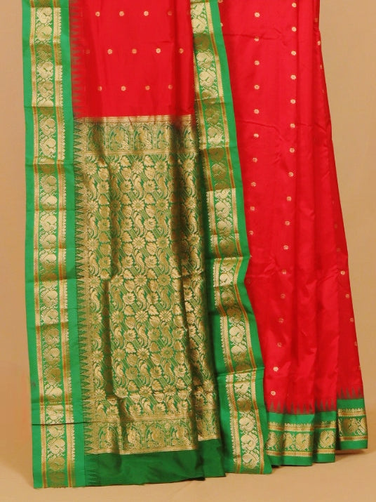 Red by green gadhwal saree