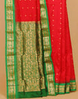 Red by green gadhwal saree