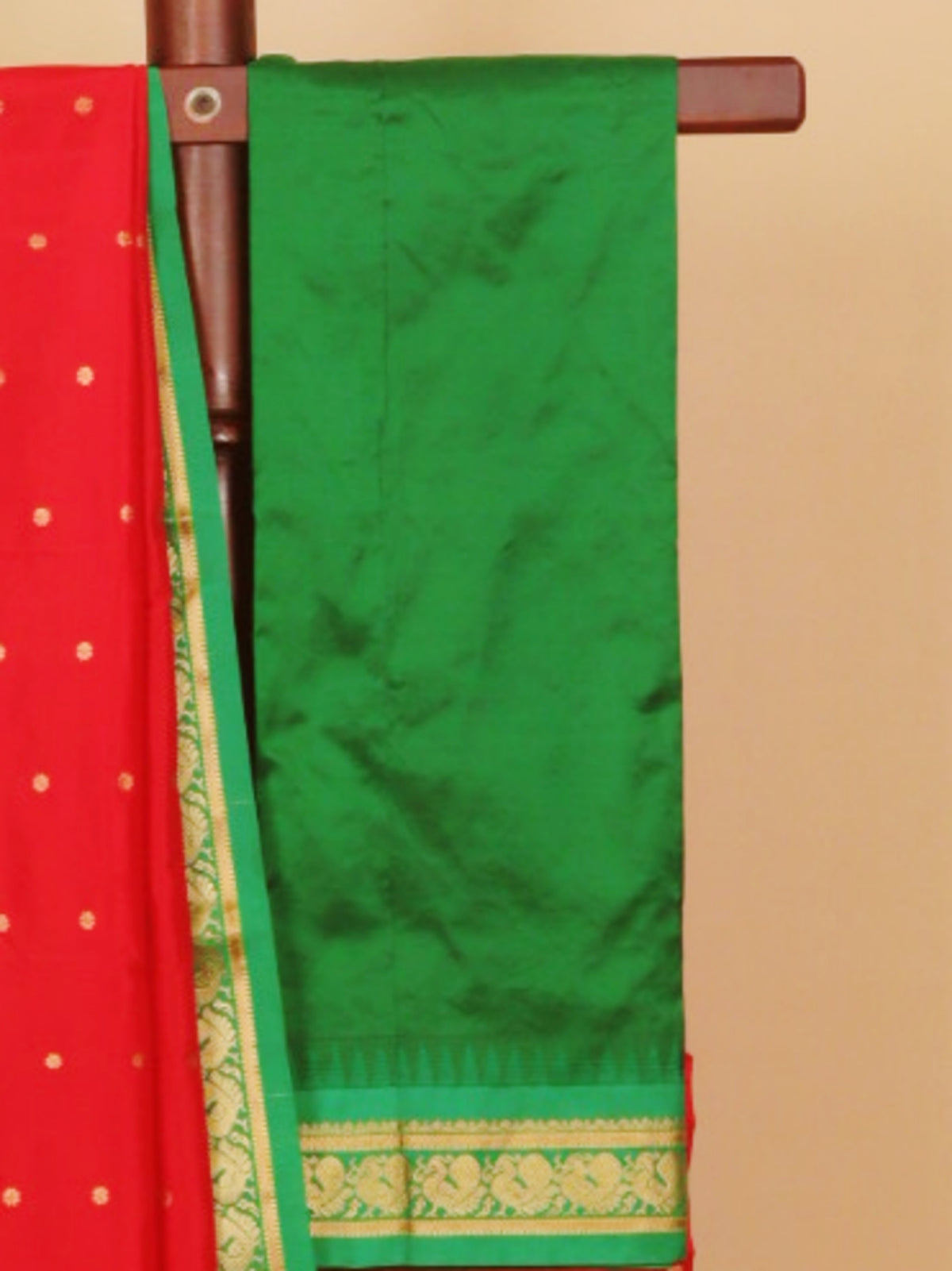 Red by green gadhwal saree